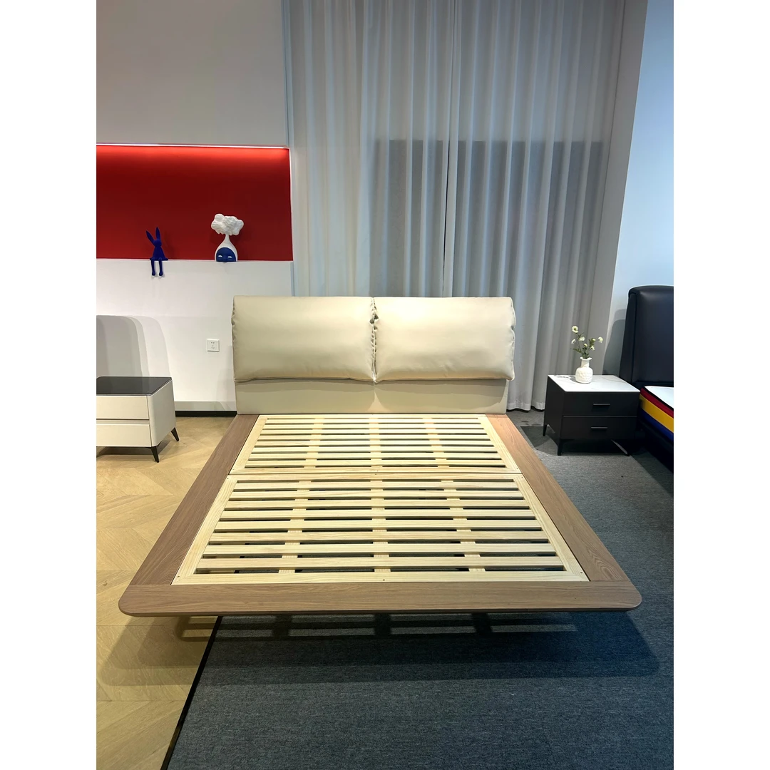 爱意C11#皮艺现代简约床主卧双人床头层牛皮床轻奢双人床意式大床