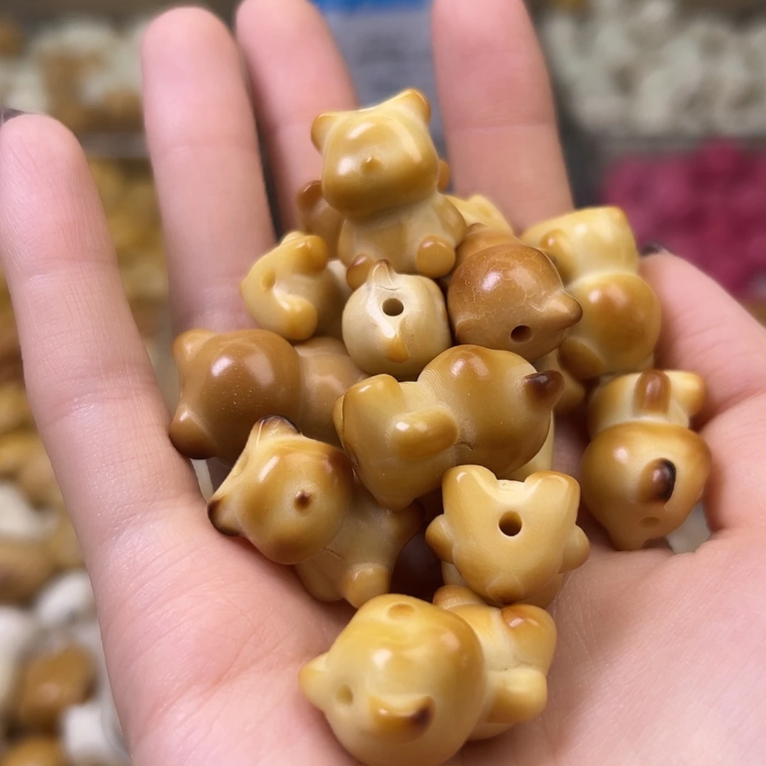 菩提根/象牙果吊坠瑕疵炭烤暴力熊10颗有裂