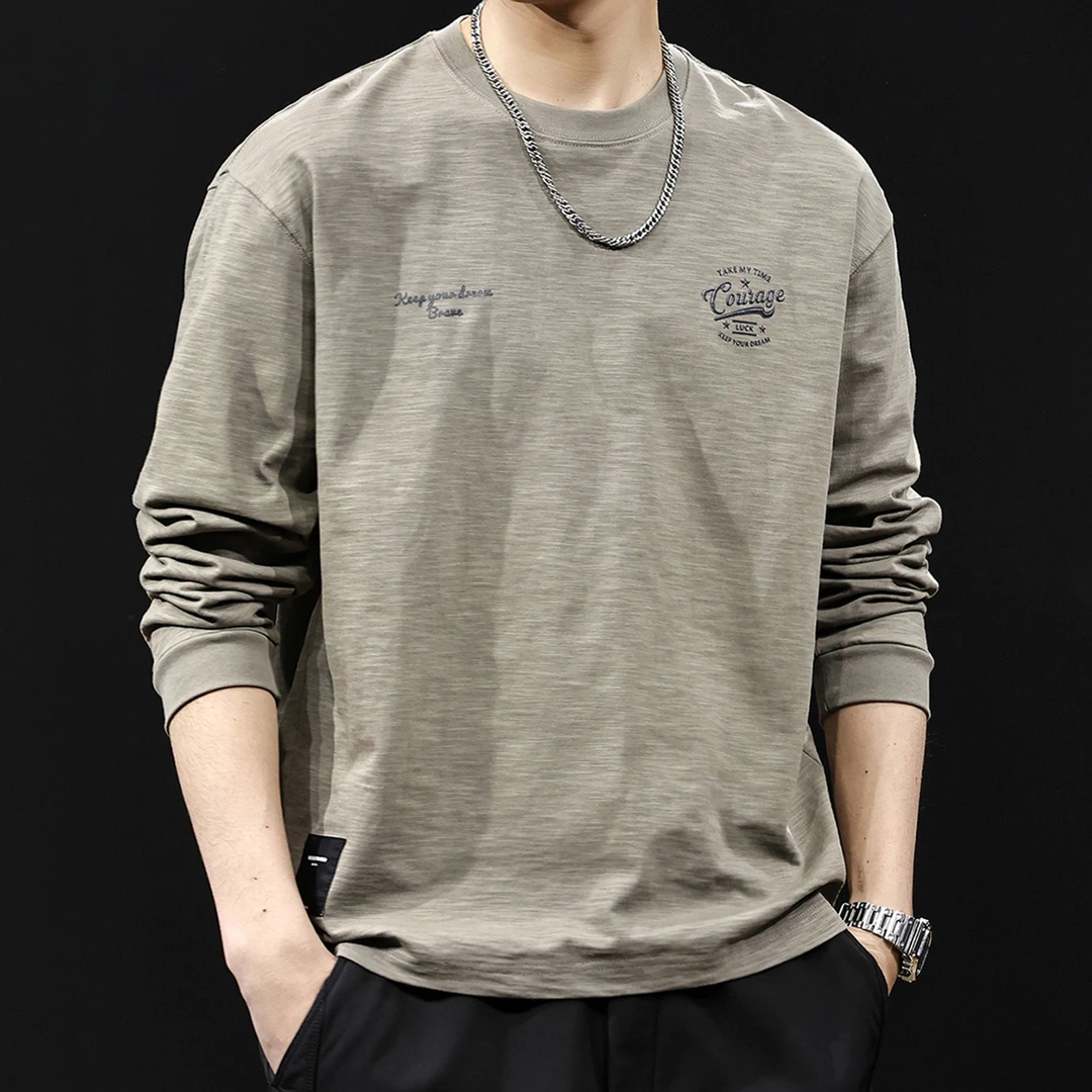 MR.MUDI/穆迪先生长袖t恤男2025新款春季潮流百搭竹节棉内搭打底