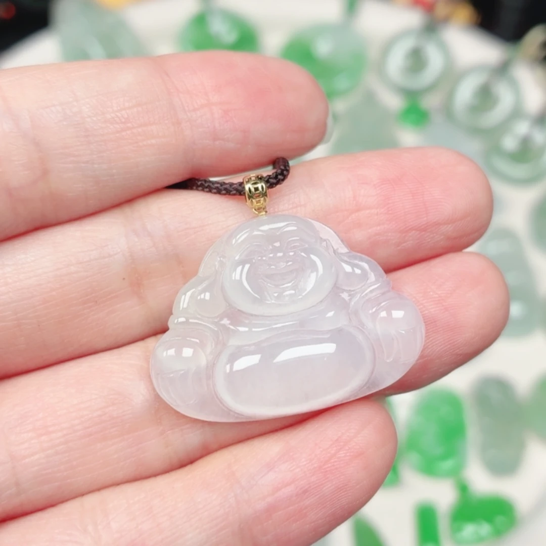 翡翠18K金镶嵌颈饰缅甸天然A货翡翠