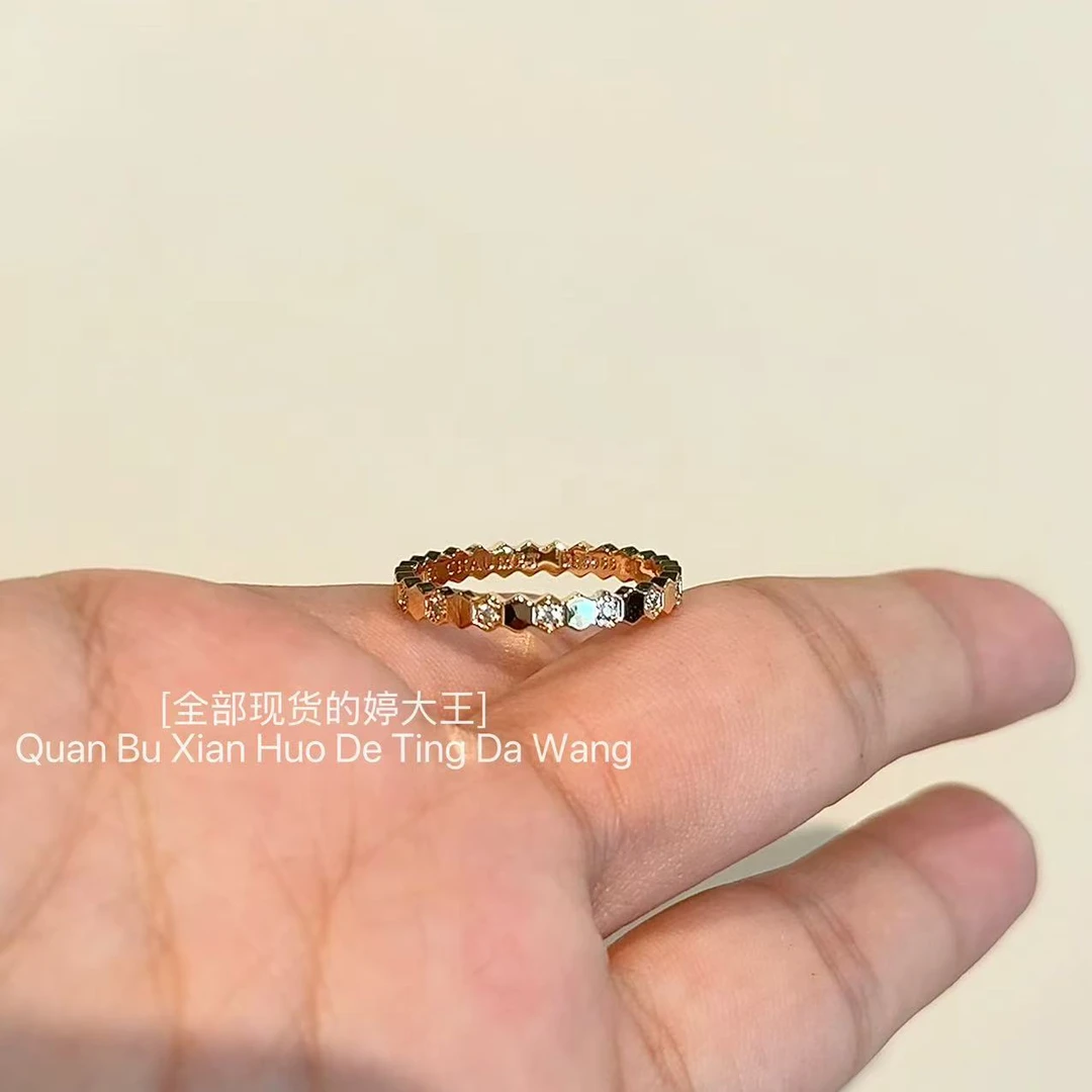 铜合金合成锆石戒指 【CNC精工光面镶钻戒指7码】