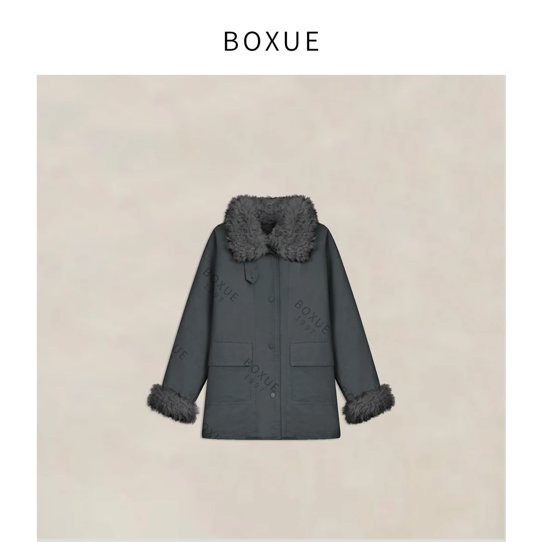 BOXUE“经济舱”2025秋冬翻领工装90白鸭绒羽绒服#251119YR6766