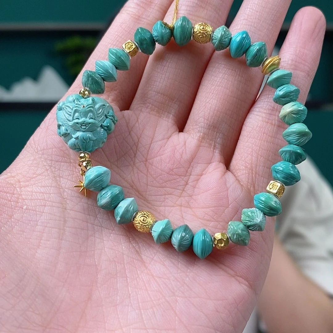 绿松石18K金镶嵌珠宝奇石