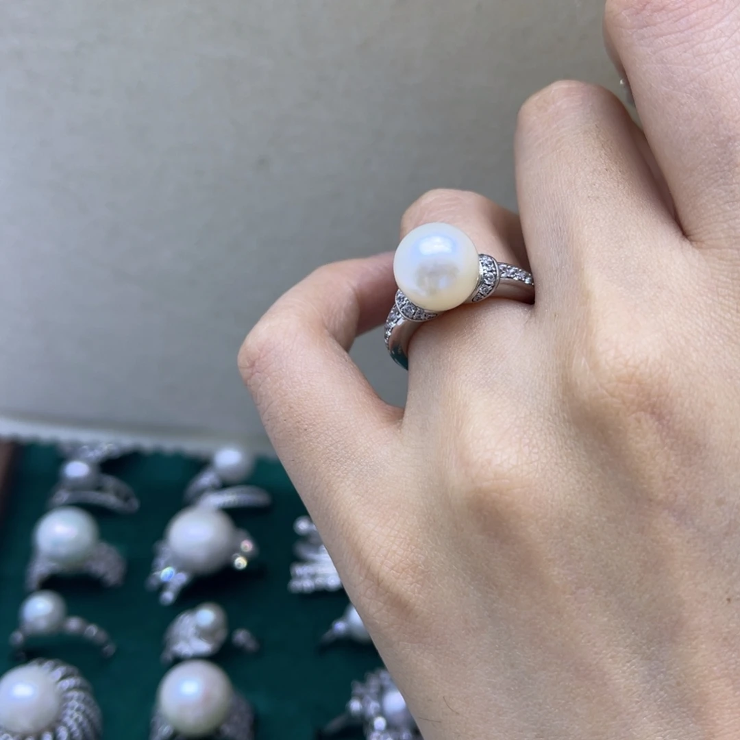 银S925镶嵌淡水珍珠戒指