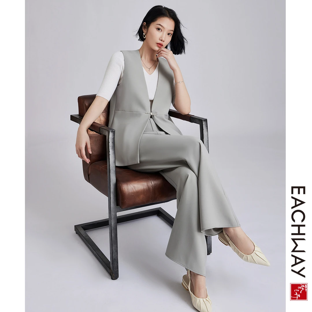 【气质通勤】简约休闲套装春夏马夹+长裤轻奢两件套女