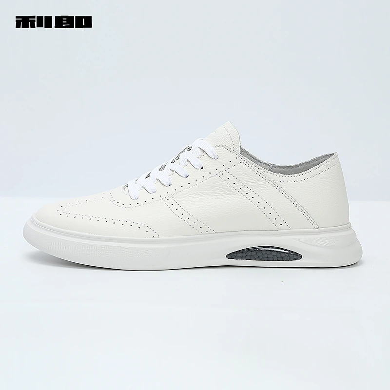 利郎男鞋牛皮革休闲板鞋男士舒适系带小白鞋2025新款鞋子男鞋