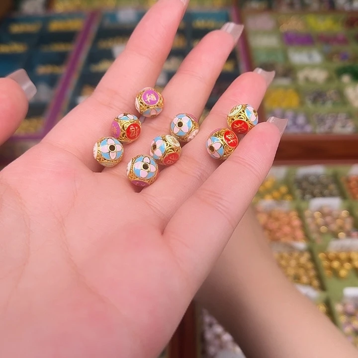 珐琅圆珠扣压襟盘扣铜扣