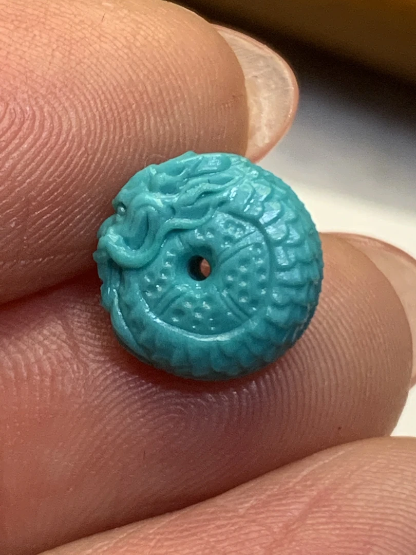 湖北原矿绿松石玉化龙扣 挂件 珠宝首饰