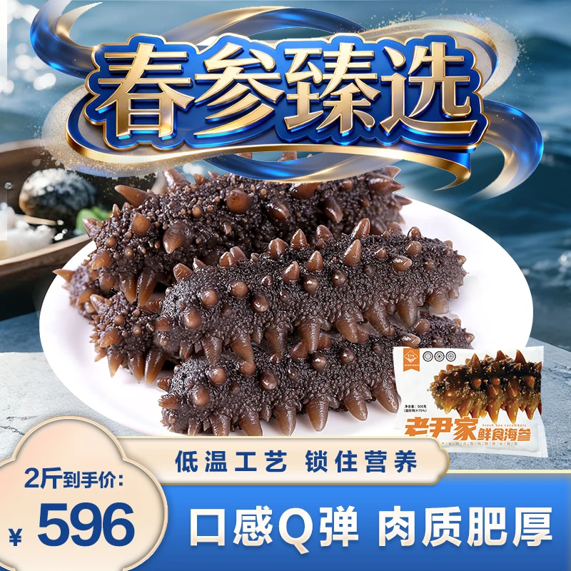 老尹家深海新鲜刺参鲜食海参500g7-9头组合套餐