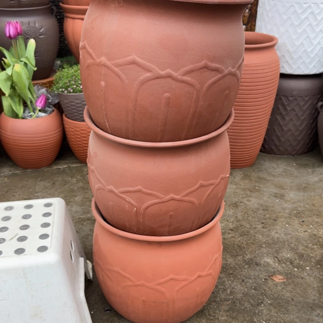 紫砂花盆口30高27宜兴紫砂瑕疵花泥粗糙底部火裂