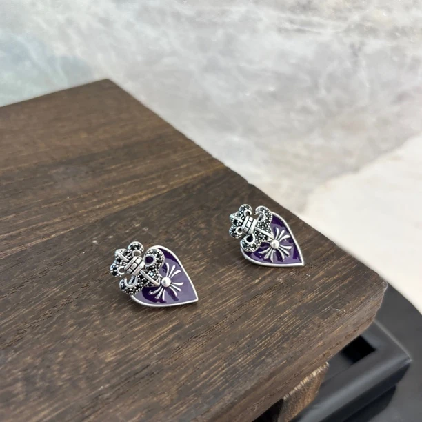 铜合金珐琅耳饰 紫十字鸢尾耳环EH3113