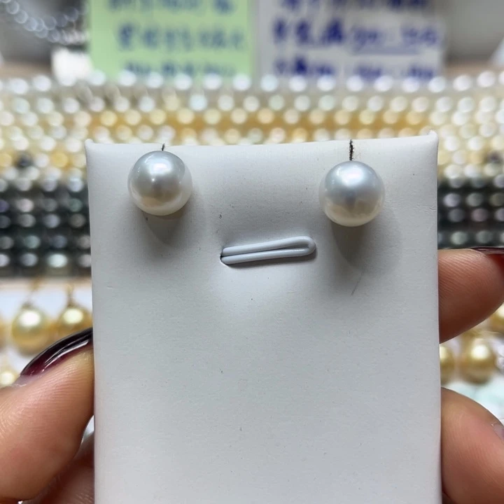 海水珍珠耳饰银S925镶嵌