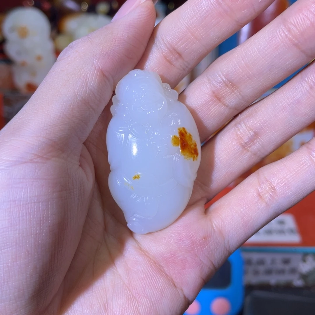 富***。和田玉未镶嵌挂件