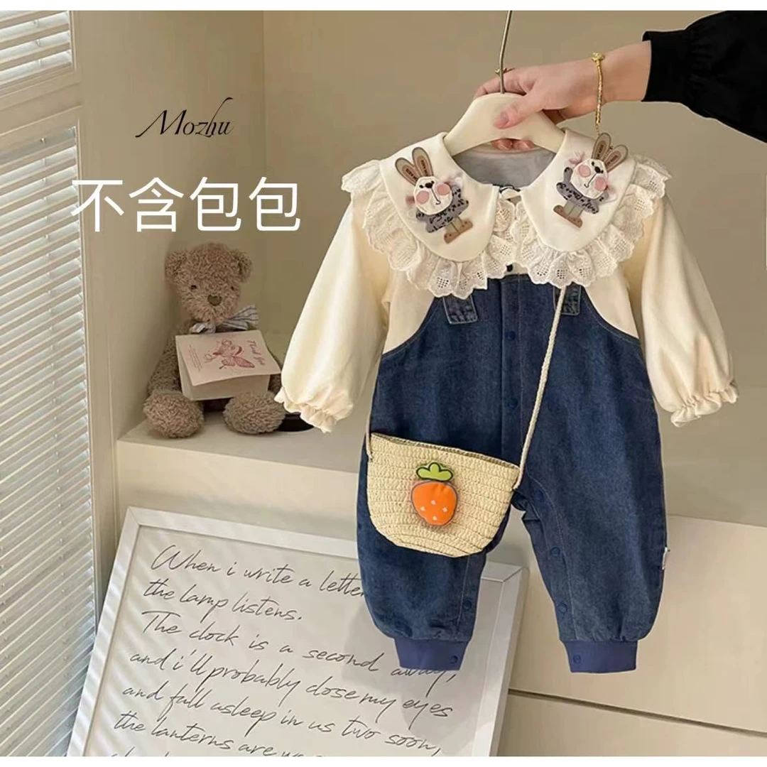 秋装婴儿连体衣双层新生儿衣服哈衣洋气春款女宝宝哈衣公主春季