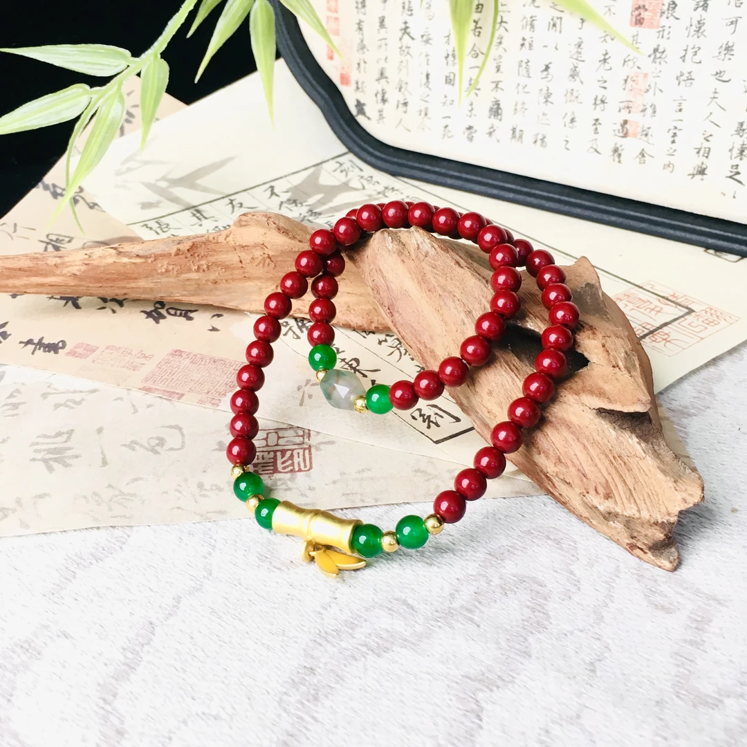含辰砂工艺品QW227  朱砂手串