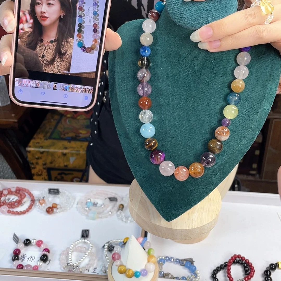 水晶手链银S925镀金镶嵌