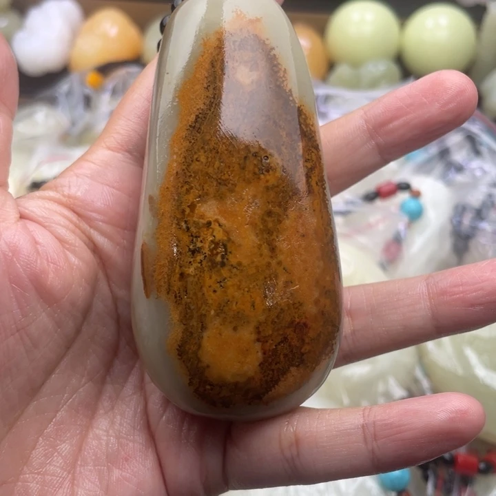 鲲***鹏石材天然古青石手把件