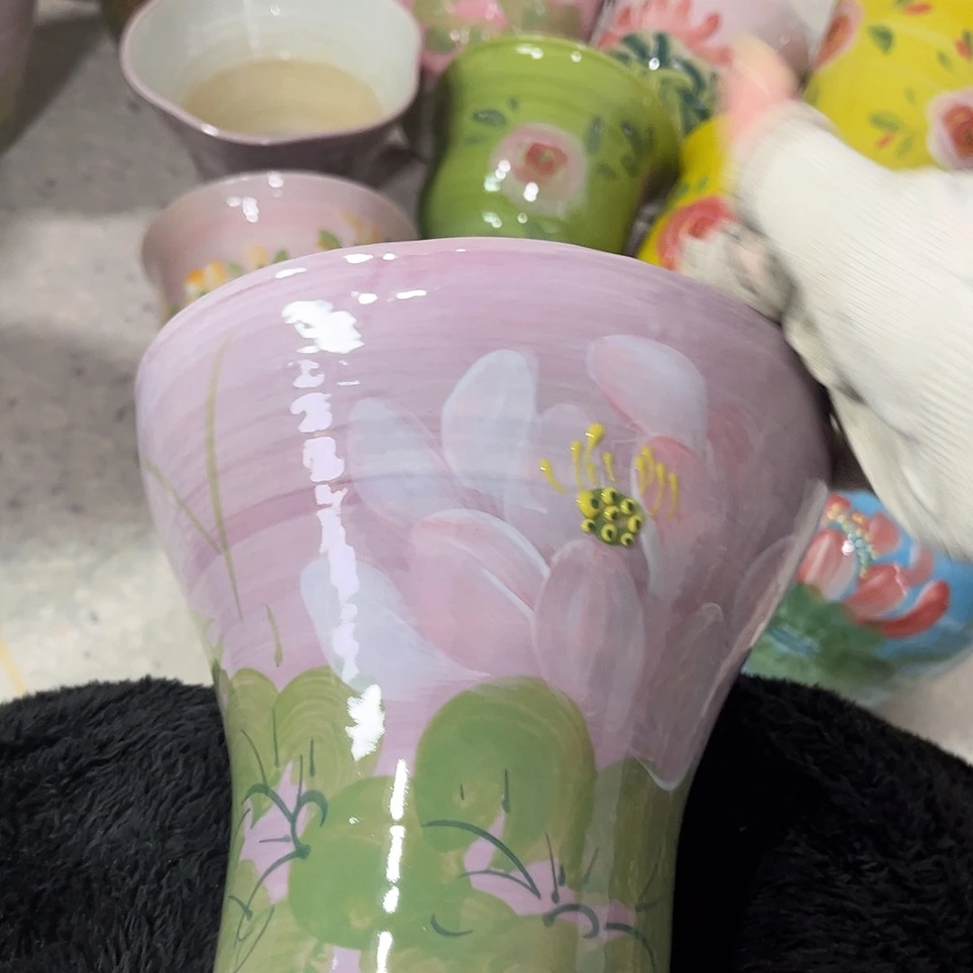 戏***鱼景德镇陶瓷花盆花盆微瑕