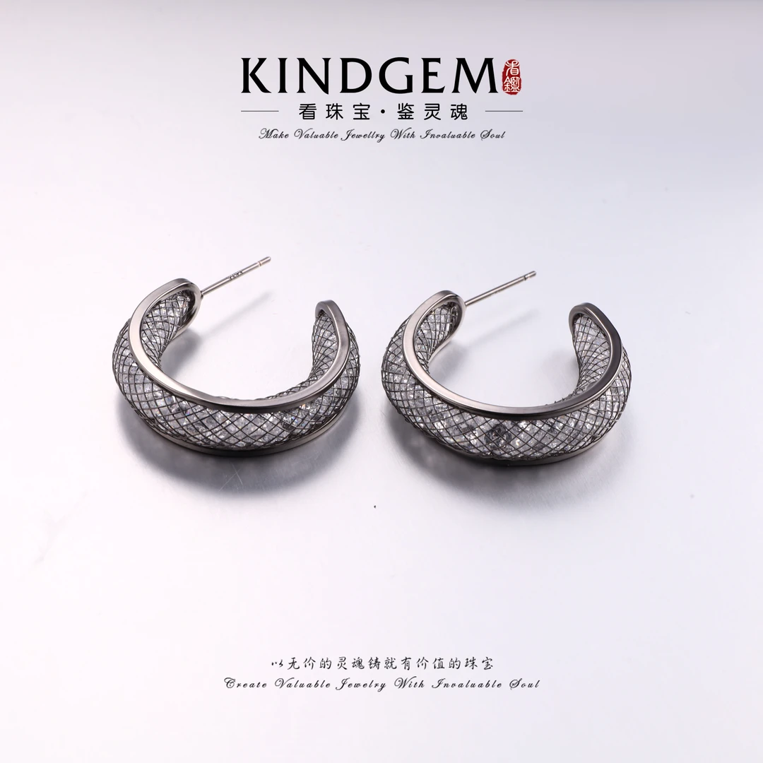 KindGem 法式黑色个性圈圈气质小众轻奢百搭时尚耳环 C-33296
