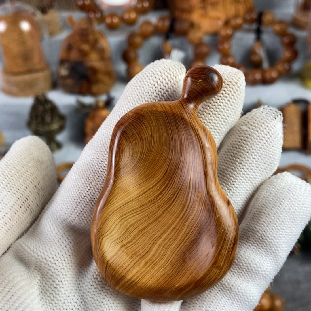 柏木（崖柏）手串/手链北太行高崖骨料手工凹型葫芦手把件