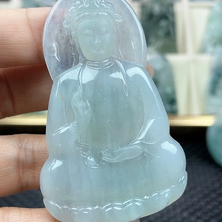颈饰未镶嵌翡翠天然翡翠A货观音