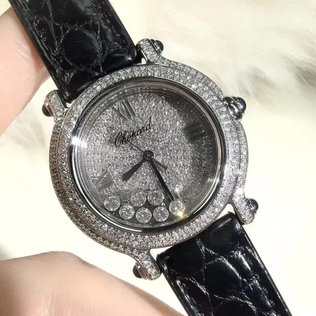 99新 Chopard/萧邦 快乐钻系列 表径32.5mm 石英腕表 后镶钻 7钻