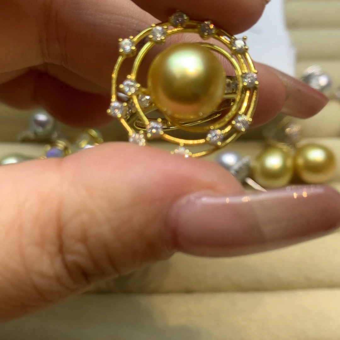 银S925镶嵌戒指海水珍珠