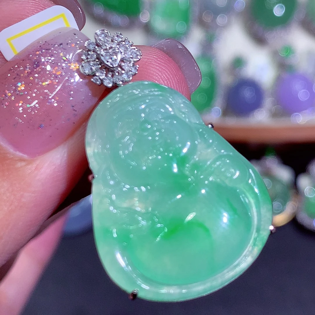 翡翠18K金镶嵌吊坠(不含链)