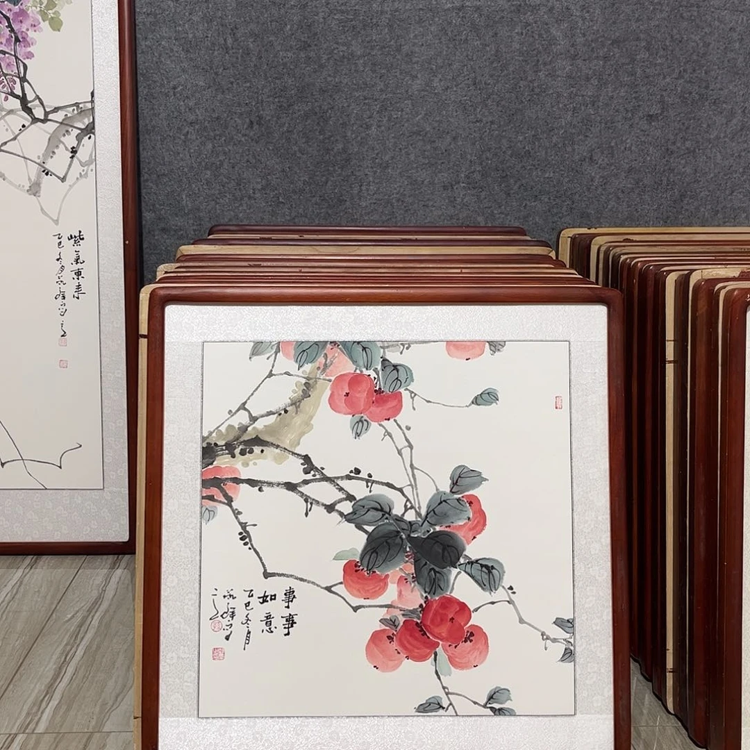 国画书画作品带框63×63