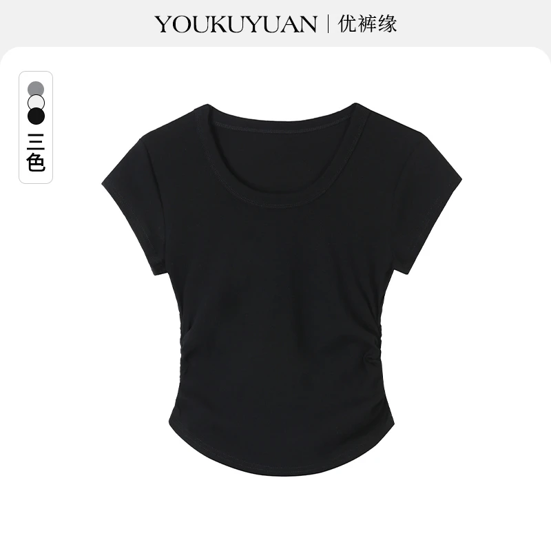 优裤缘冬季新款修身针织衫上衣短袖女设计感时尚百搭显瘦针织上衣