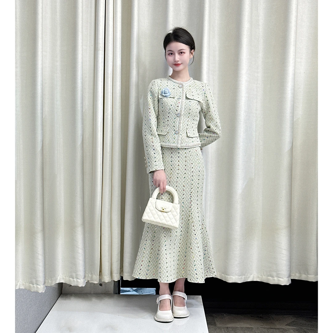 【矜贵千金】小娜椒小个子气质显瘦小香风外套高腰鱼尾裙套装女