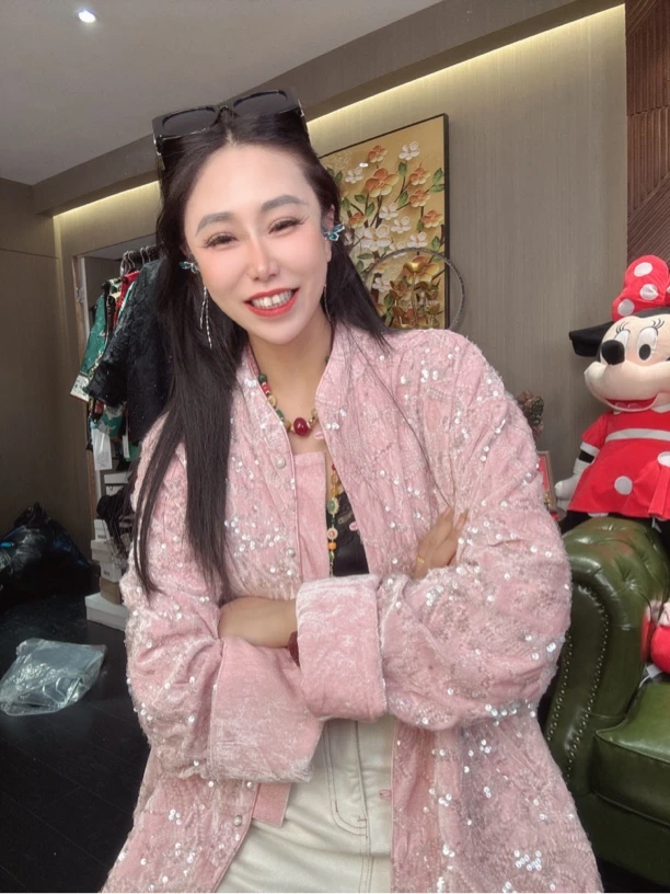 6072#《亮片外套》重工拼接新中式百搭宽松外套