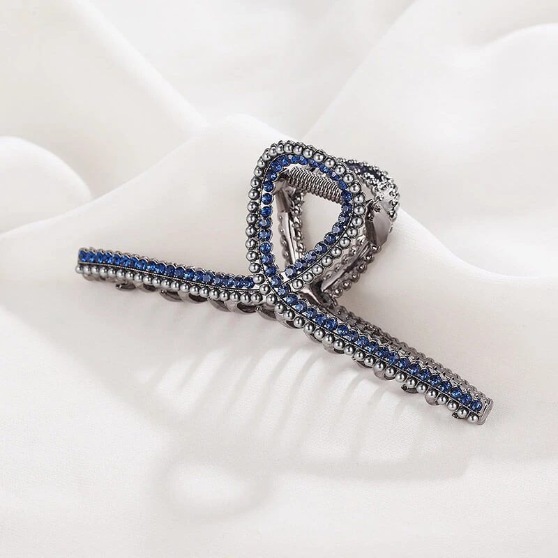 ale发饰头饰 灰蓝色 交叉圆珠水钻发抓4140532