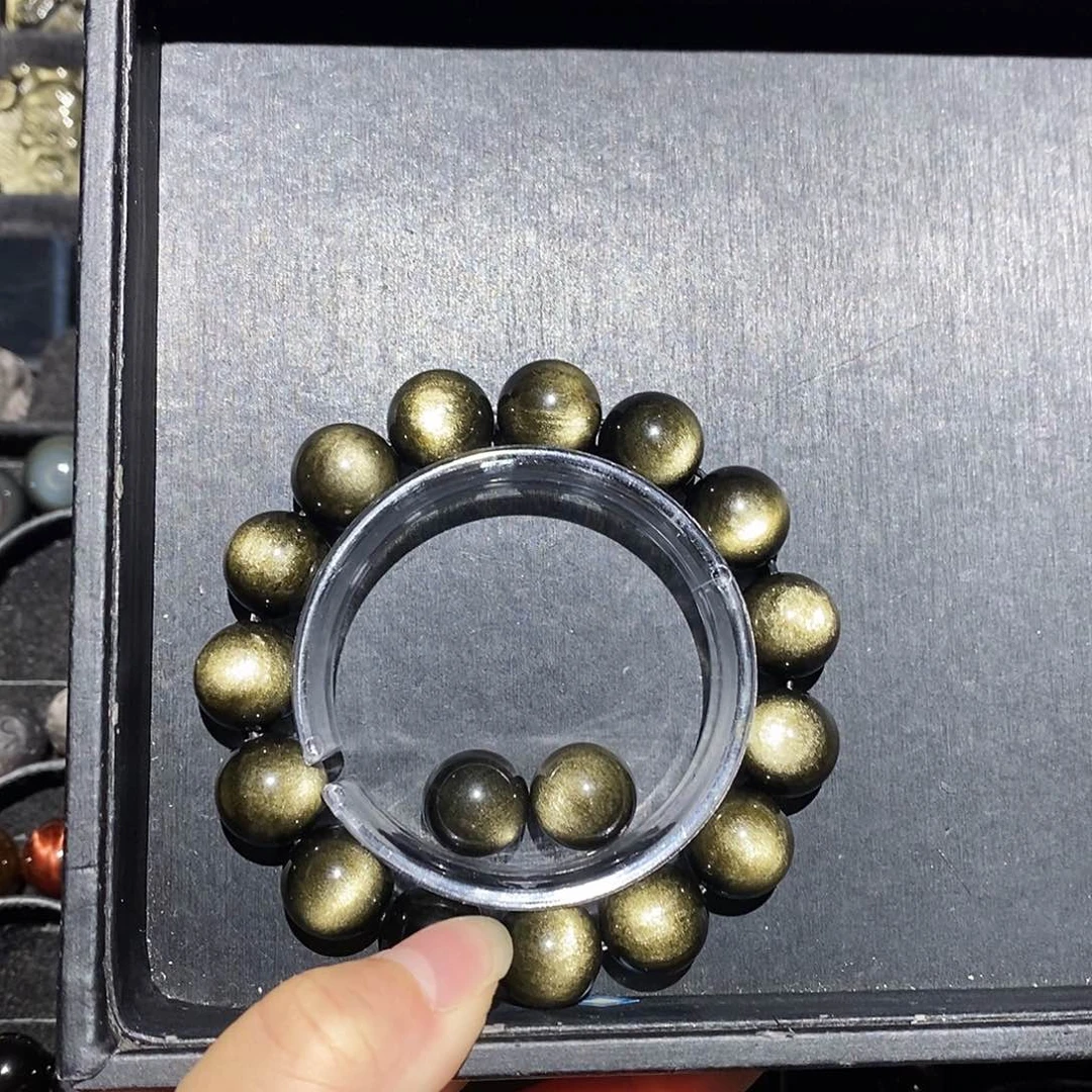 流***球黑曜岩未镶嵌手链