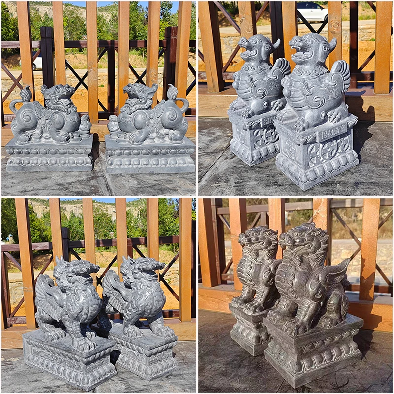 貔貅石雕摆件青石招财公母一对入户家用貔犰皮丘皮休门口室外石头