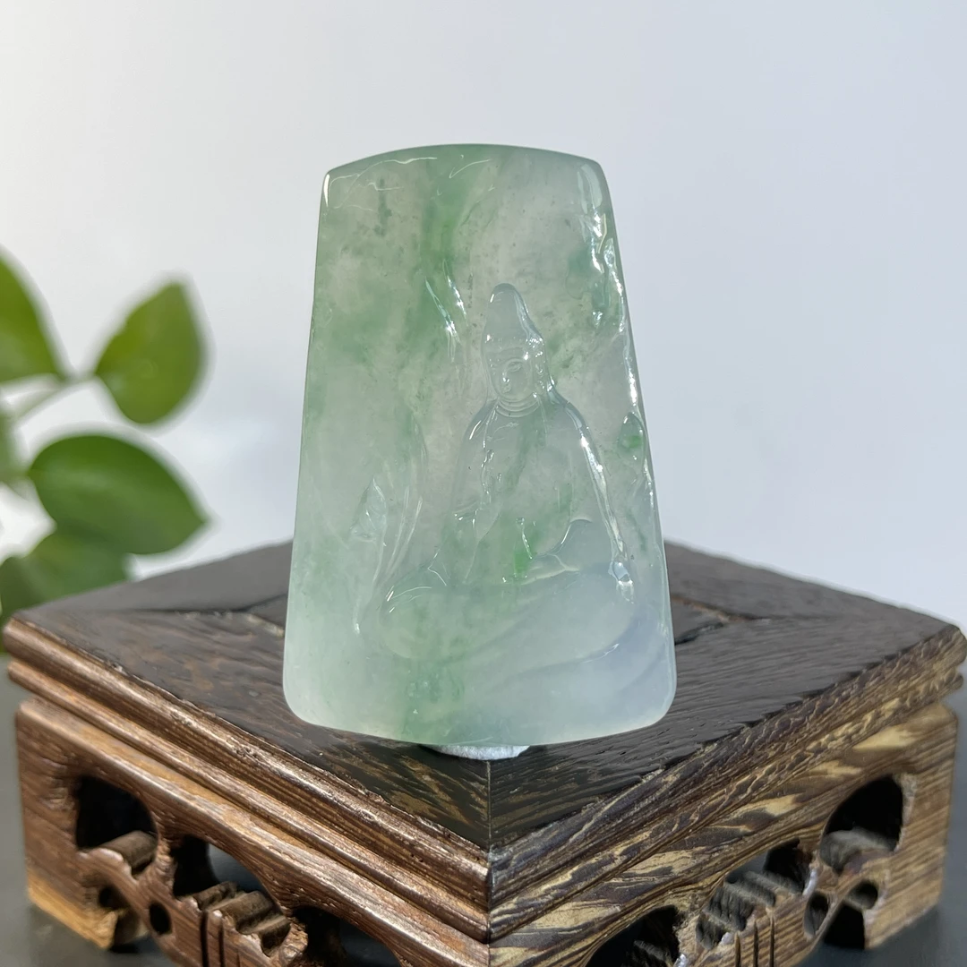 JXB16-121   天然缅甸翡翠A货  素衣观音