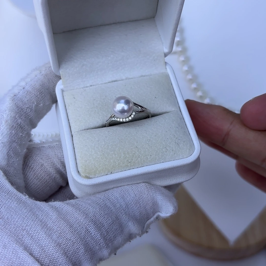 银S925镶嵌海水珍珠戒指