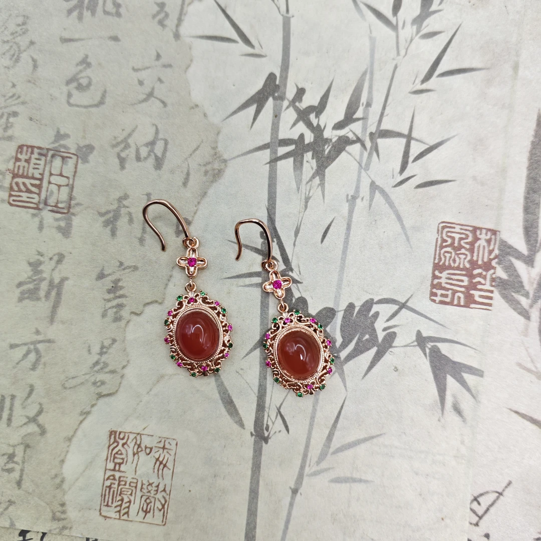 天然玉石 精致镶嵌太阳花耳坠 多样性发货拍一发一M182