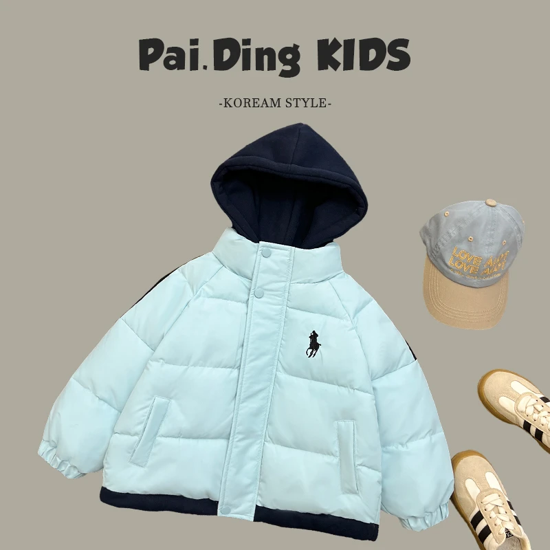 【现货】25冬装儿童时尚简约撞色蓬松洋气休闲宽松保暖棉服HCXZ3726