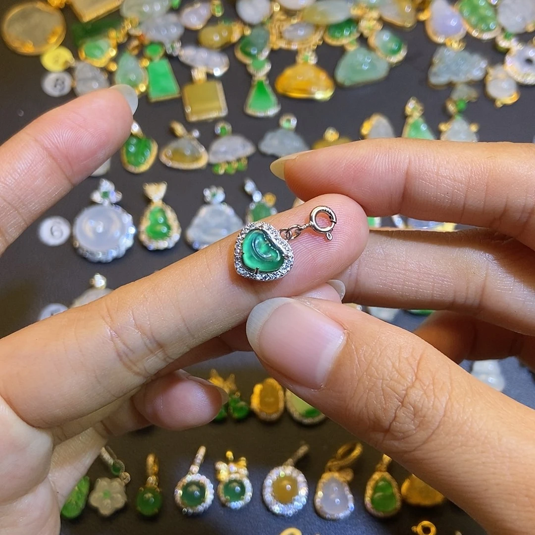 翡翠银S925镶嵌吊坠(不含链)