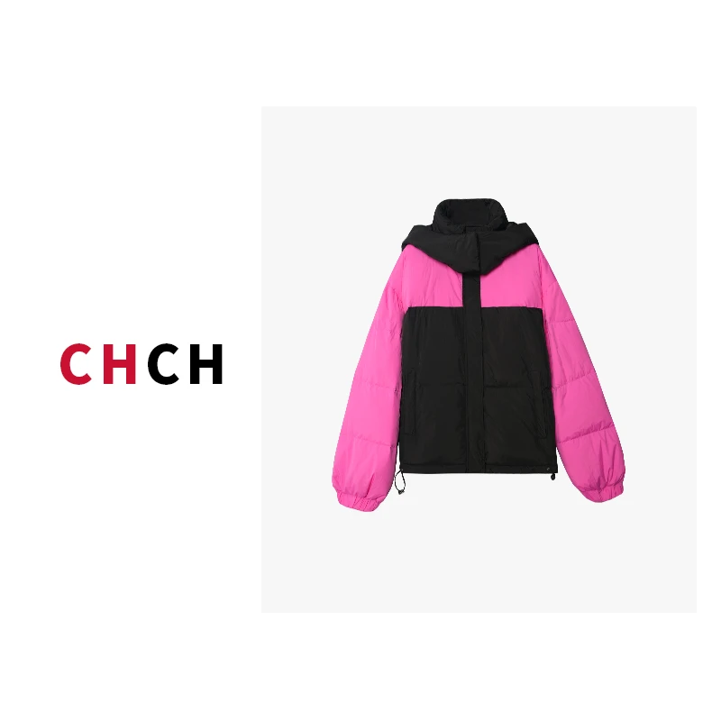 JY3YRQ93128秋冬新款时尚撞色拼接百搭短款羽绒服外套女