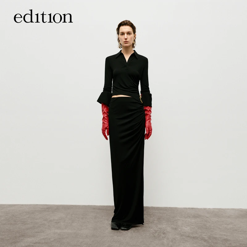【新品首降】edition明星同款立裁两件套针织长裙#EBD3DRS043