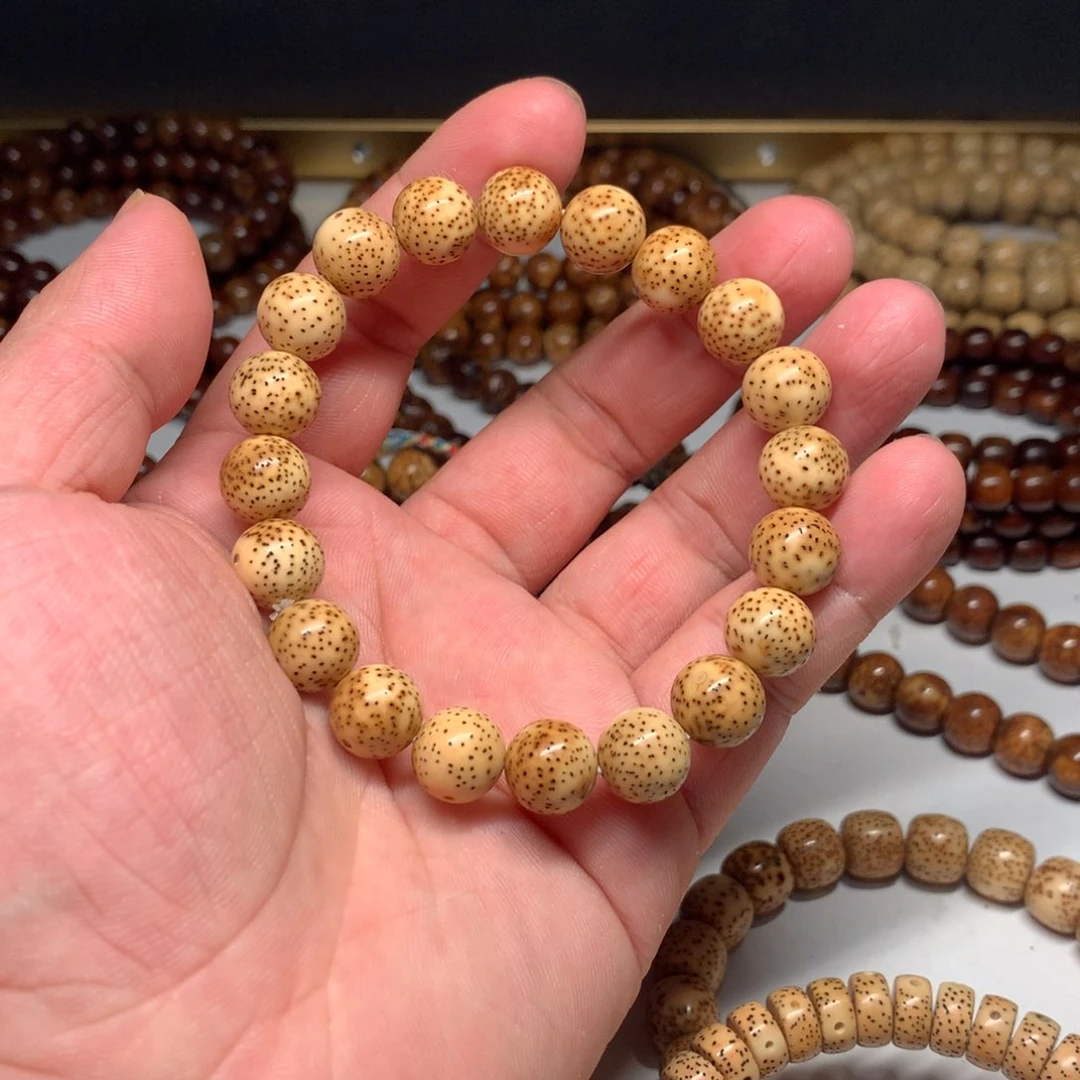 吊坠星月菩提陈化料11圆珠花虎皮纯星点