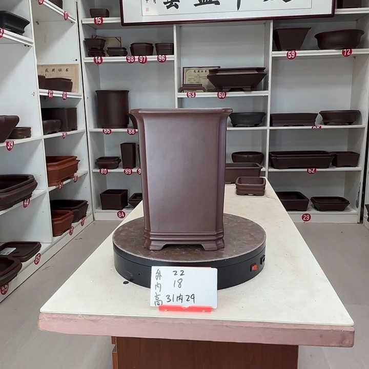 紫砂花盆切角四方千筒