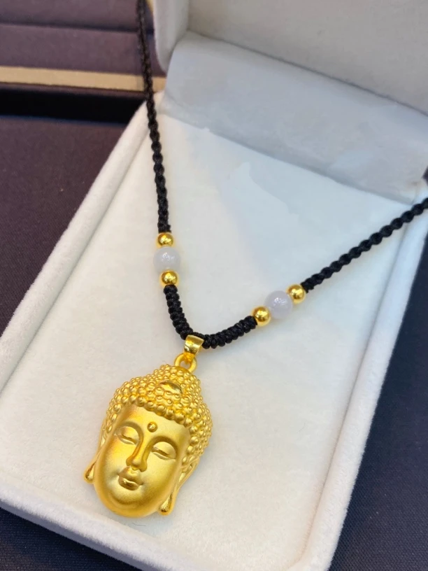 足金999佛头编织项链