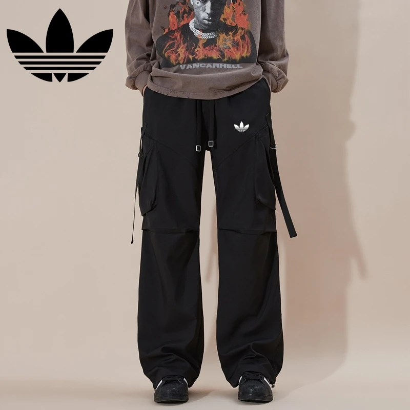 【鸿译轻速男装】男士秋季宽松直筒大码工装裤户外休闲运动情侣长裤