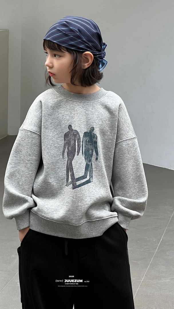 25冬【两色可选】九坐 7014 加绒卫衣秋冬童装保暖长袖加厚圆领0034