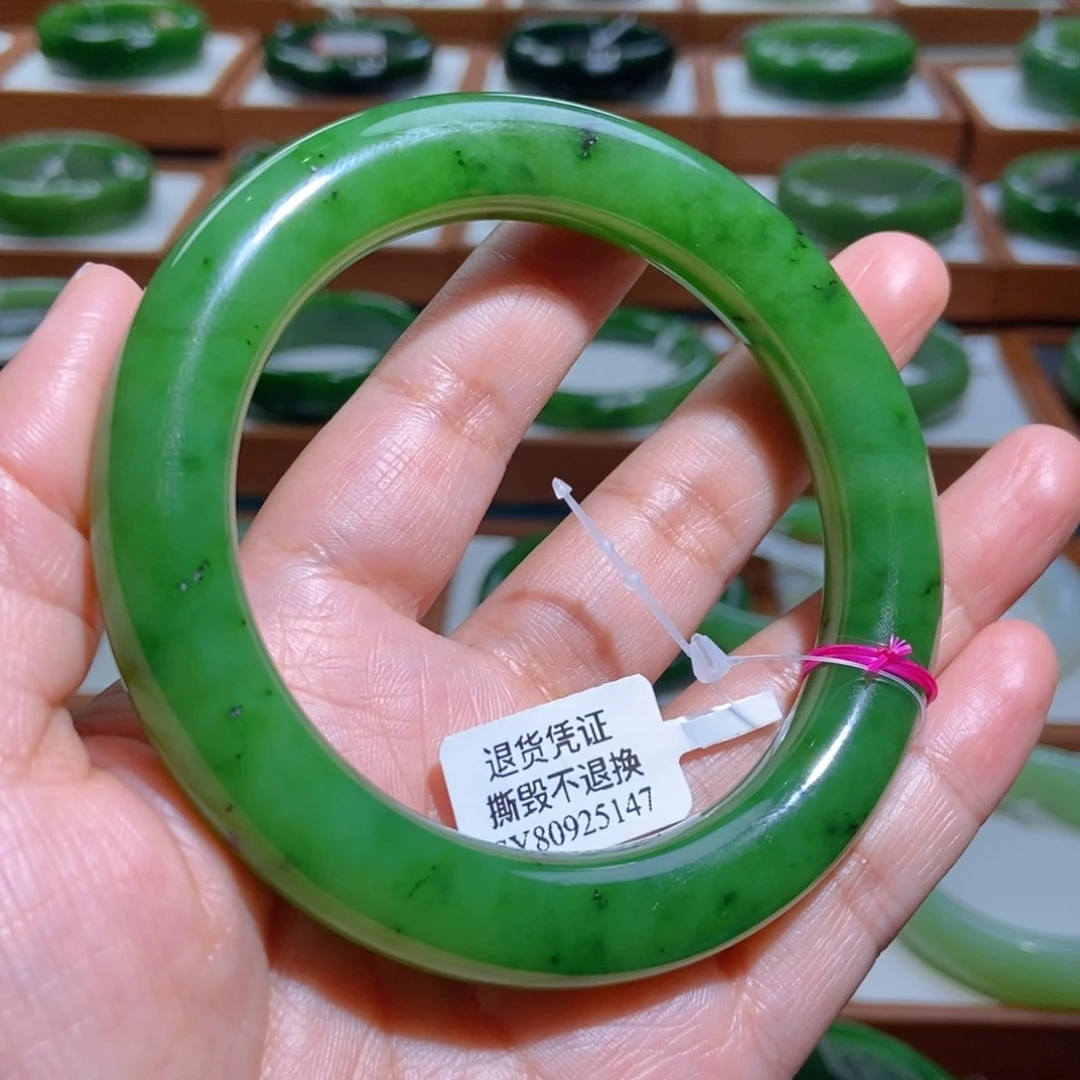 和田玉（碧玉）未镶嵌手镯苹果绿6162
