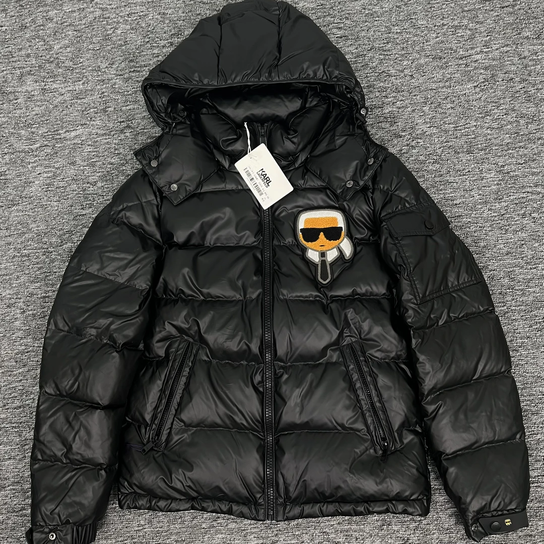 未使用 KARL LAGERFELD/卡尔拉格斐 卡通刺绣连帽羽绒服/46码