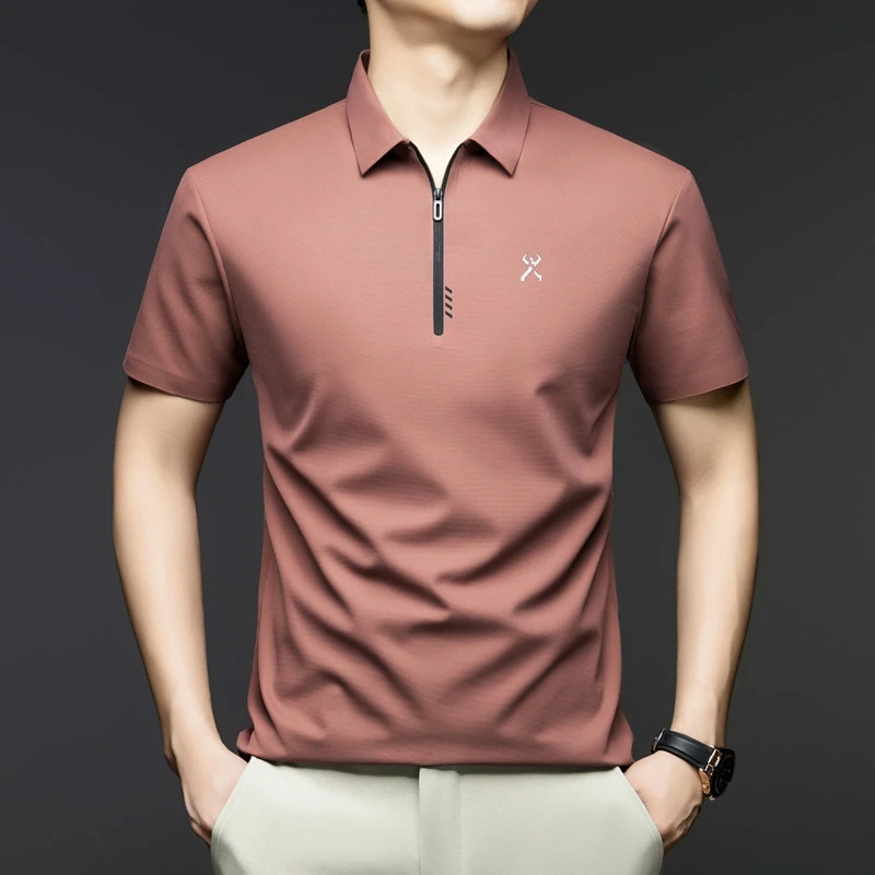 劲霸世家男装短袖T恤2025夏季休闲中青年男士时尚POLO衫无痕高档